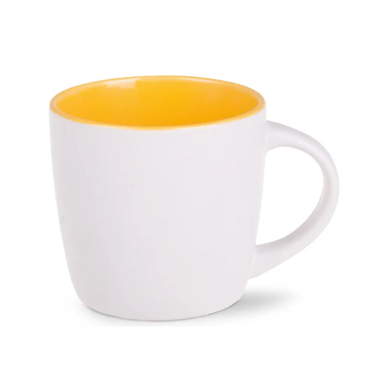 Vorderansicht des Handy Tasse Weiß 30 cl. mit geraden Seiten und glatter, glänzender Oberfläche.