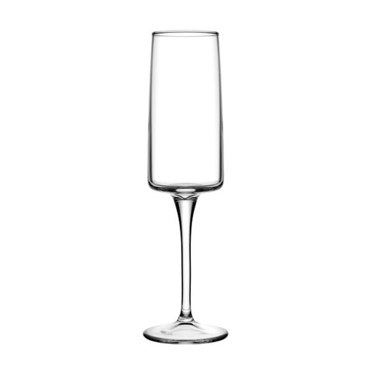 Vorderseite des Iconic Sektglases 19 cl. mit schlankem Kelch und transparenten Gläsern. Vorderseite des Iconic Sektglases 19 cl. mit schlankem Kelch und transparenten Gläsern.