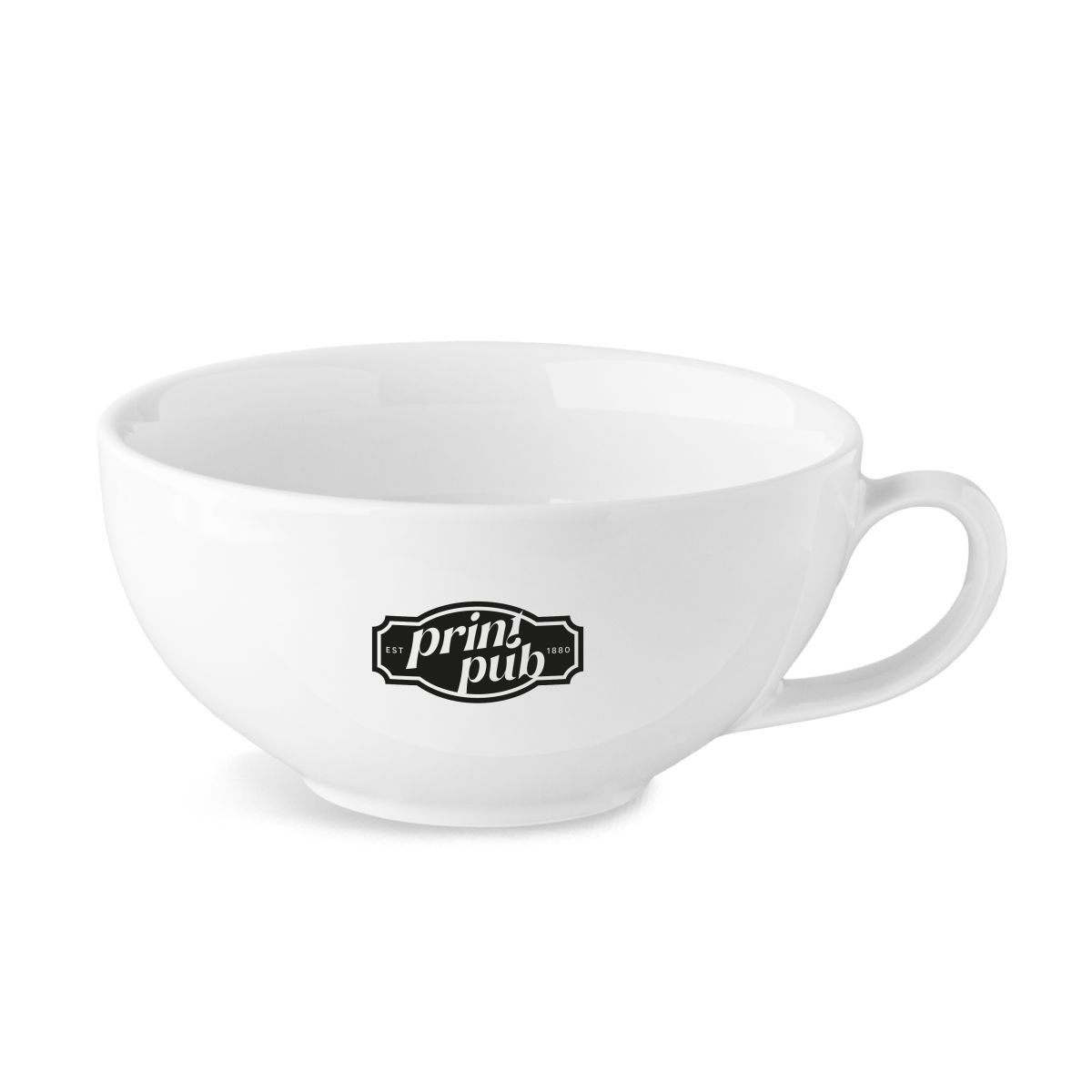 Isabelle-Tasse für Milchkaffee 35 cl. aus Porzellan, mit einfarbigem PrintPub-Logo auf der Vorderseite