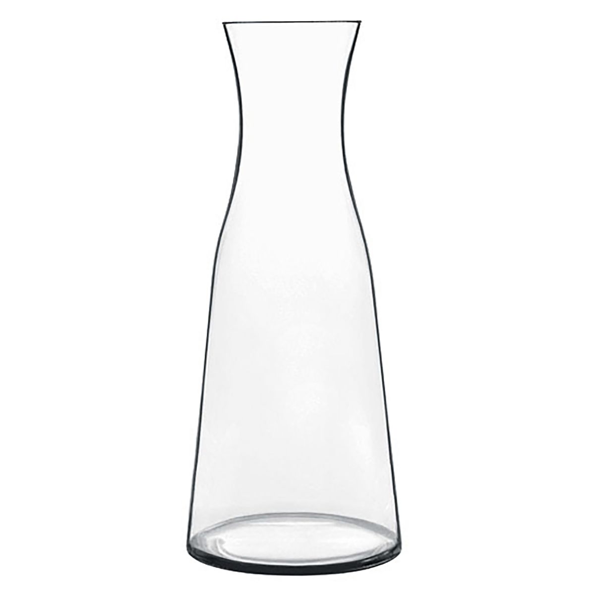 Glaskaraffe Atelier 1 Liter in Frontalansicht mit langem Hals und transparentem, zylindrischem Design. Glaskaraffe Atelier 1 Liter in Frontalansicht mit langem Hals und transparentem, zylindrischem Design.