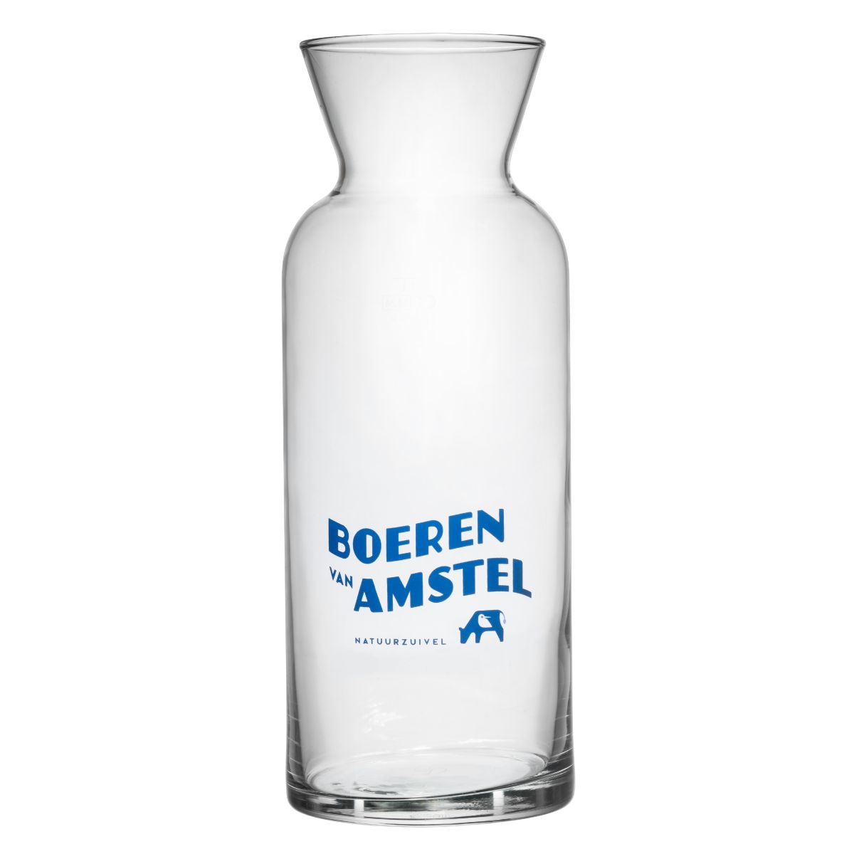 Karaffe Village 1 Liter Glas mit einfarbigem Logo von Amstel Natuurzuivel auf der Vorderseite