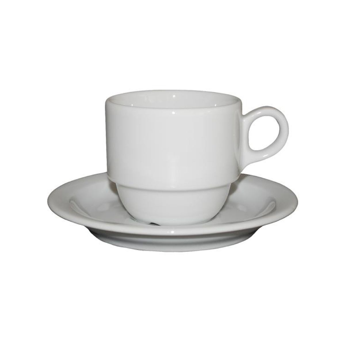 Kaffeeservice Legio aus weißem Porzellan 16 cl von vorne gesehen, geeignet für den täglichen Gebrauch.