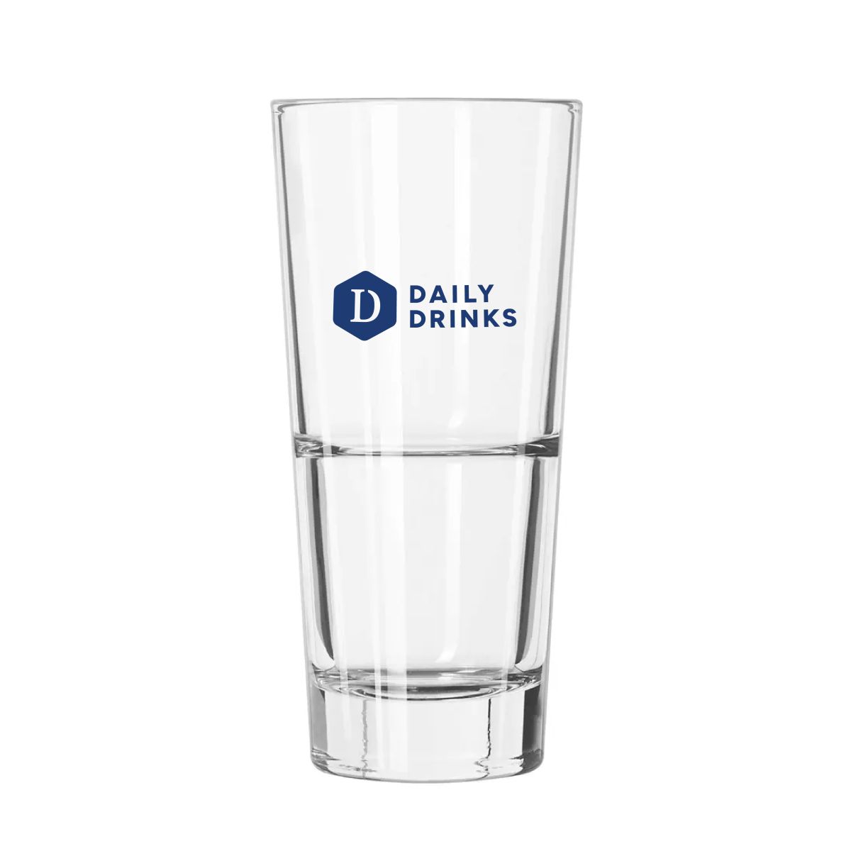 Longdrinkglas Libbey Endeavor 35 cl. aus Glas mit blauem DailyDrinks-Logo in einer Farbe auf der Vorderseite.