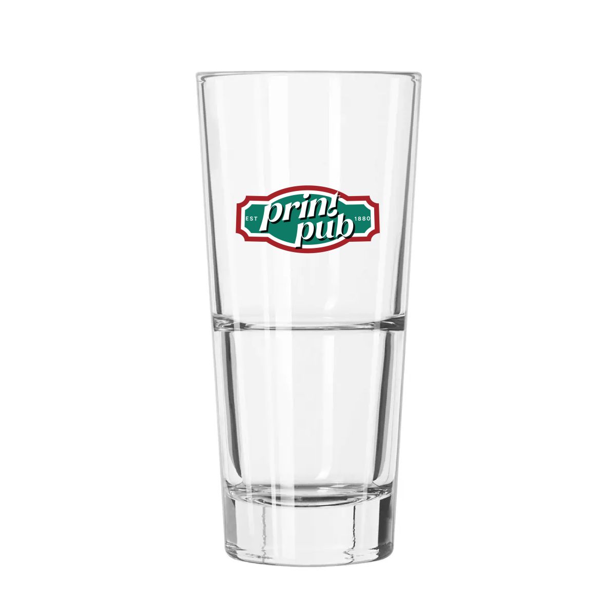Longdrinkglas Libbey Endeavor 35 cl. aus Glas mit mehrfarbig aufgedrucktem PrintPub-Logo auf der Vorderansicht.