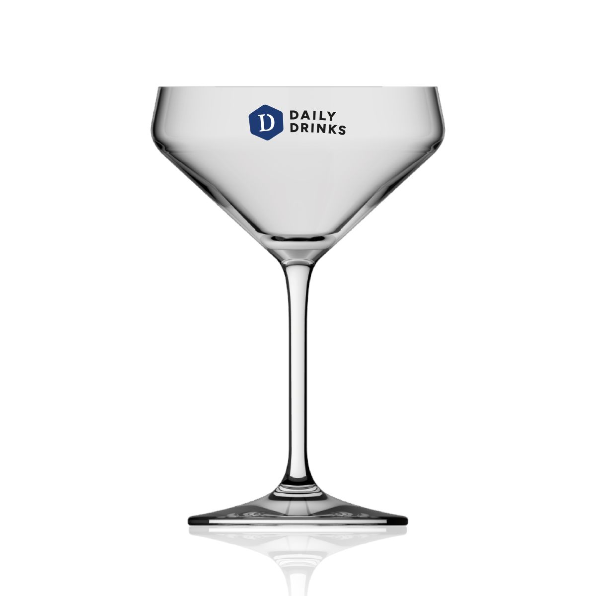 Melody Coupé Glas 31 cl. bedruckt mit dem CorkColor-Logo in mehreren Farben auf der gewölbten Glaswand.