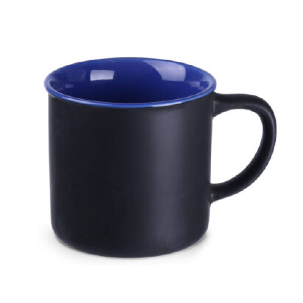 Schwarz-blauer Keramikbecher Loft Supreme 31 cl. in Frontalansicht mit glatter Oberfläche und gerader Form. Schwarz-blauer Keramikbecher Loft Supreme 31 cl. in Frontalansicht mit glatter Oberfläche und gerader Form.