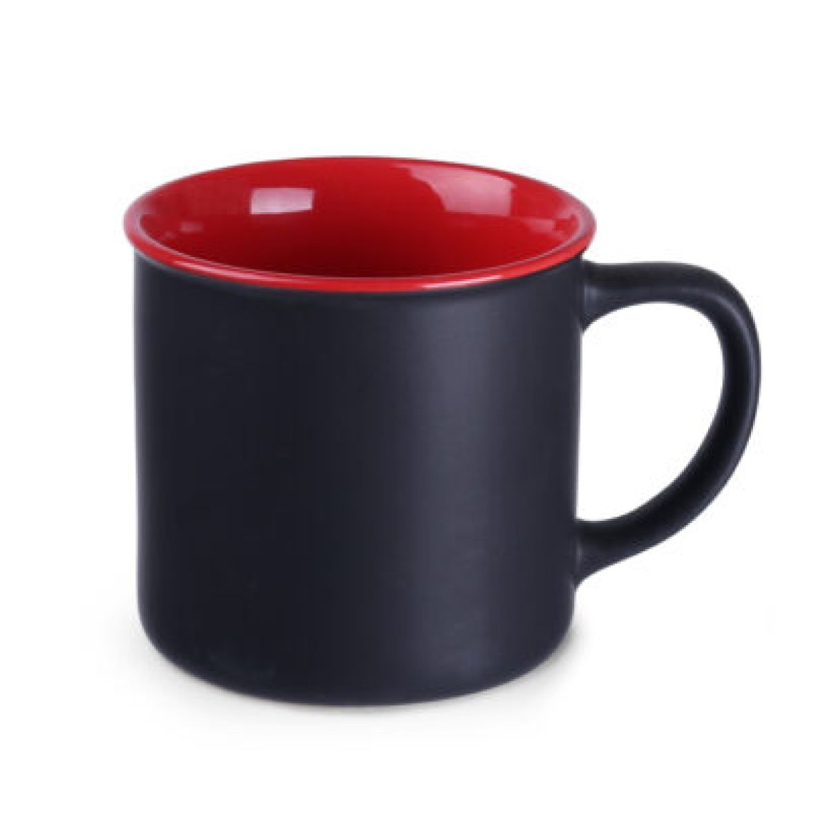 Schwarz-roter Keramikbecher Loft Supreme 31 cl. in Frontalansicht mit glatter Oberfläche und gerader Form.