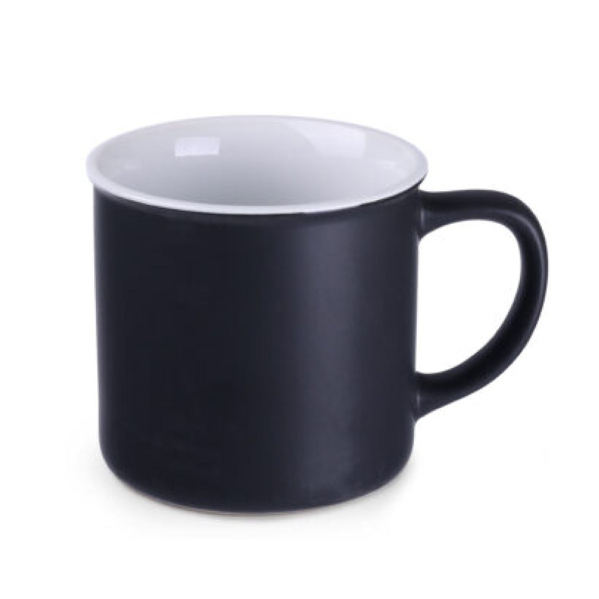 Schwarz-weißer Keramikbecher Loft Supreme 31 cl. in Frontalansicht mit glatter Oberfläche und gerader Form.