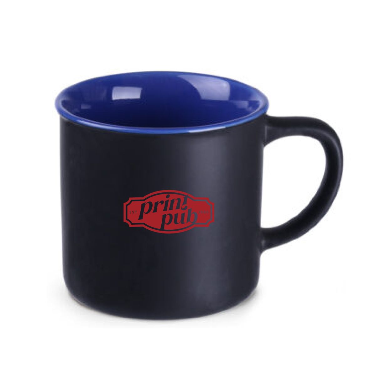 Keramikbecher Loft Supreme 31 cl. mit rotem PrintPub-Logo auf der Vorderseite.