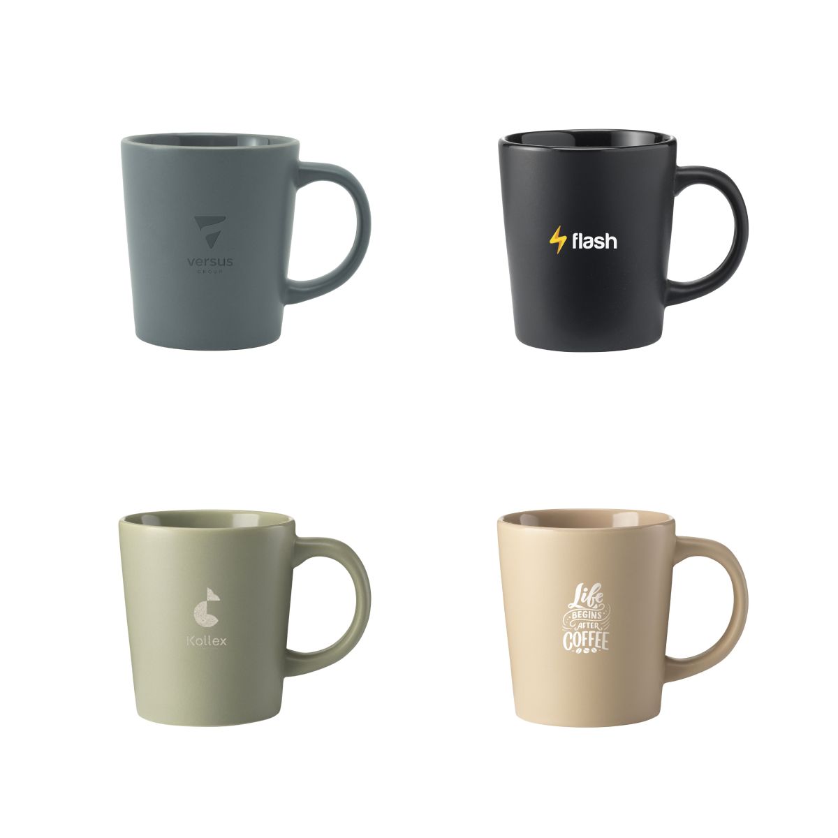 Liste der verfügbaren Farben für den Becher Ponti 25 cl. matte Keramik mit verschiedenen Farbtönen.