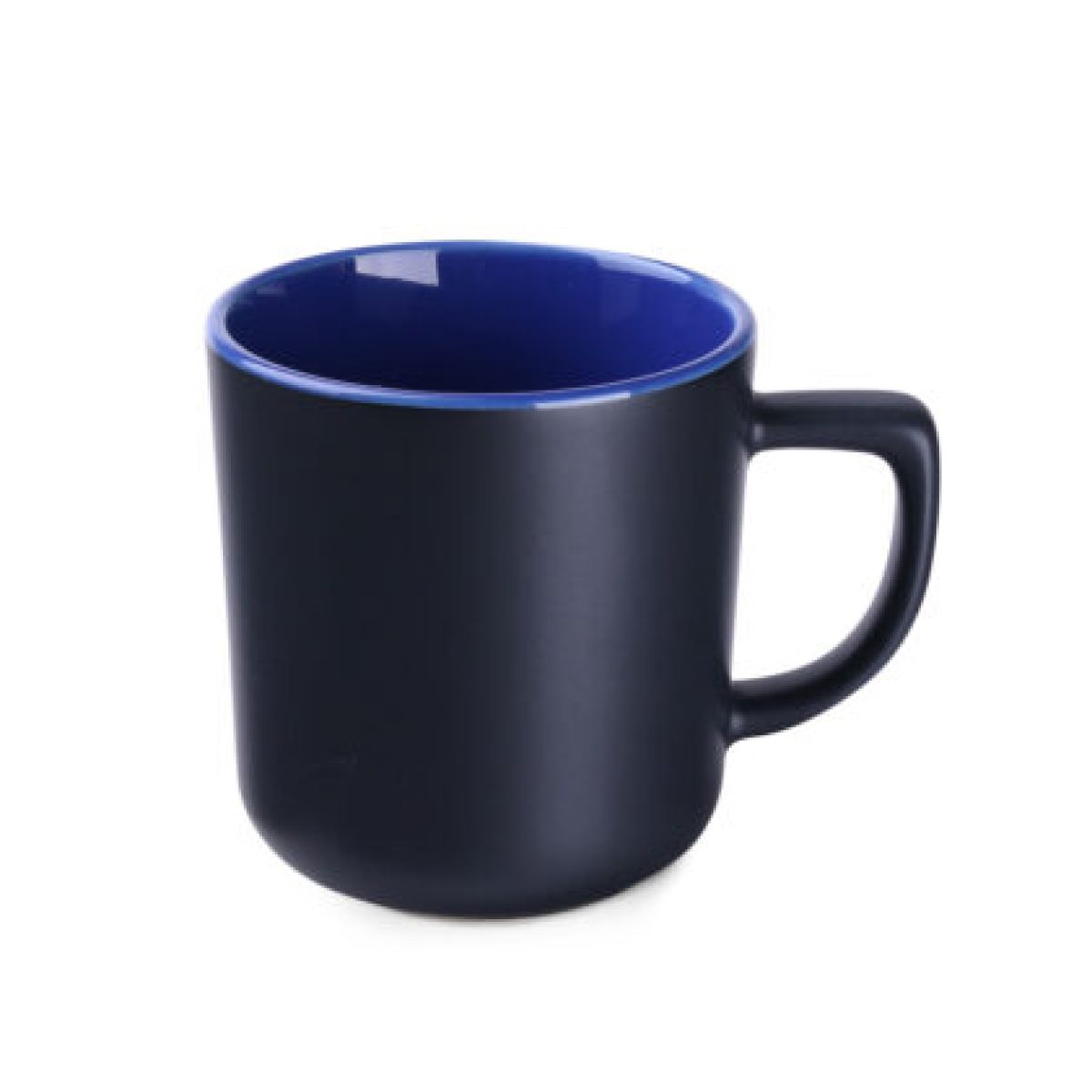 Schwarz-blauer Keramikbecher Rico Supreme 25 cl in Vorderansicht, mit glatter Oberfläche und gerader Wand.