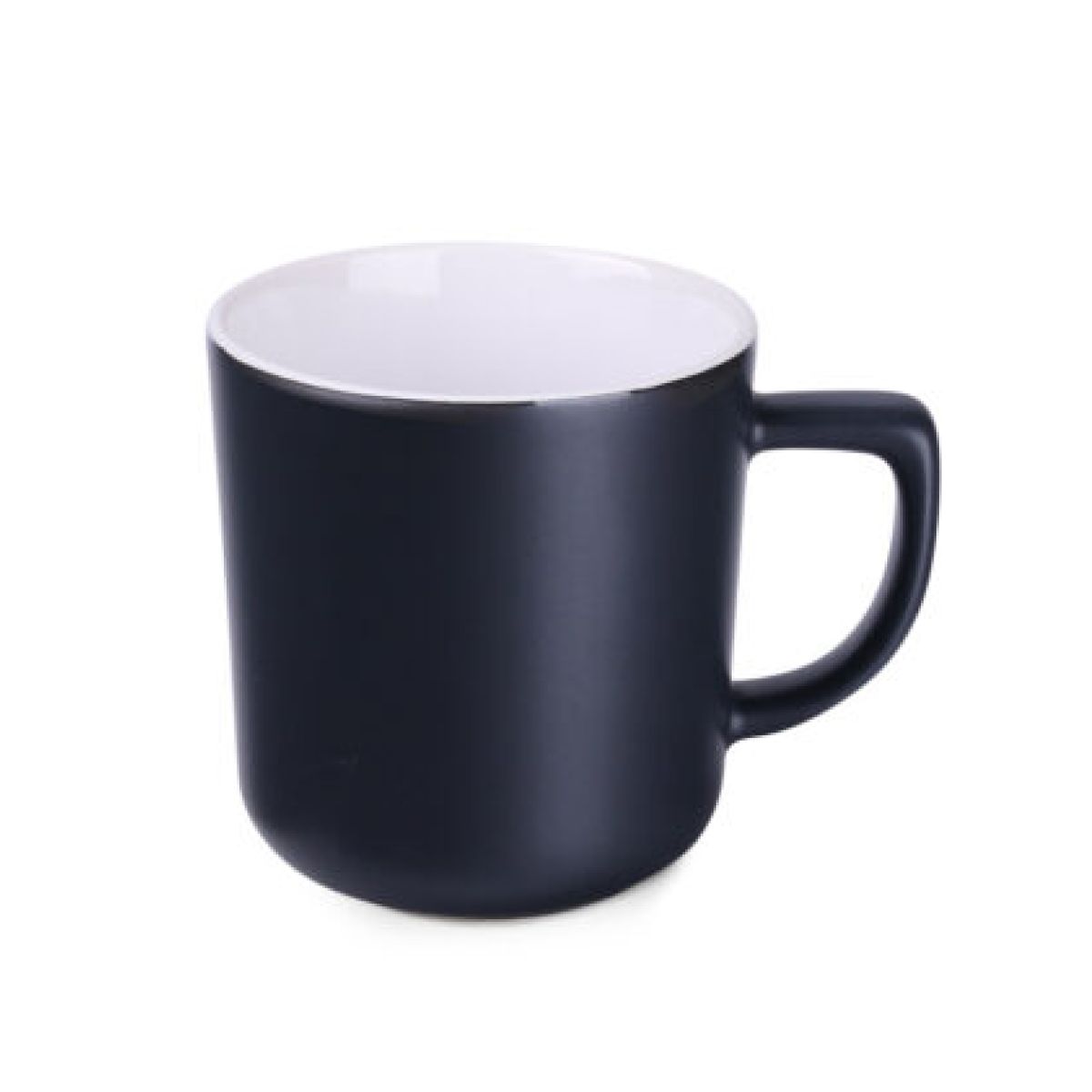 Schwarz-weißer Keramikbecher Rico Supreme 25 cl in Vorderansicht, mit glatter Oberfläche und gerader Wand. Schwarz-weißer Keramikbecher Rico Supreme 25 cl in Vorderansicht, mit glatter Oberfläche und gerader Wand.