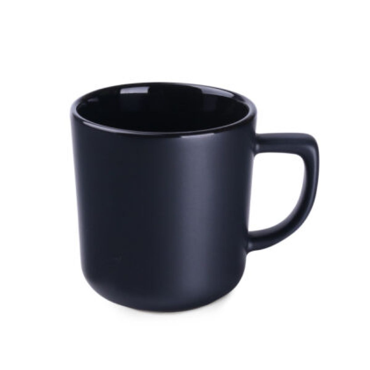 Schwarzer Keramikbecher Rico Supreme 25 cl in Vorderansicht, mit glatter Oberfläche und gerader Wand.
