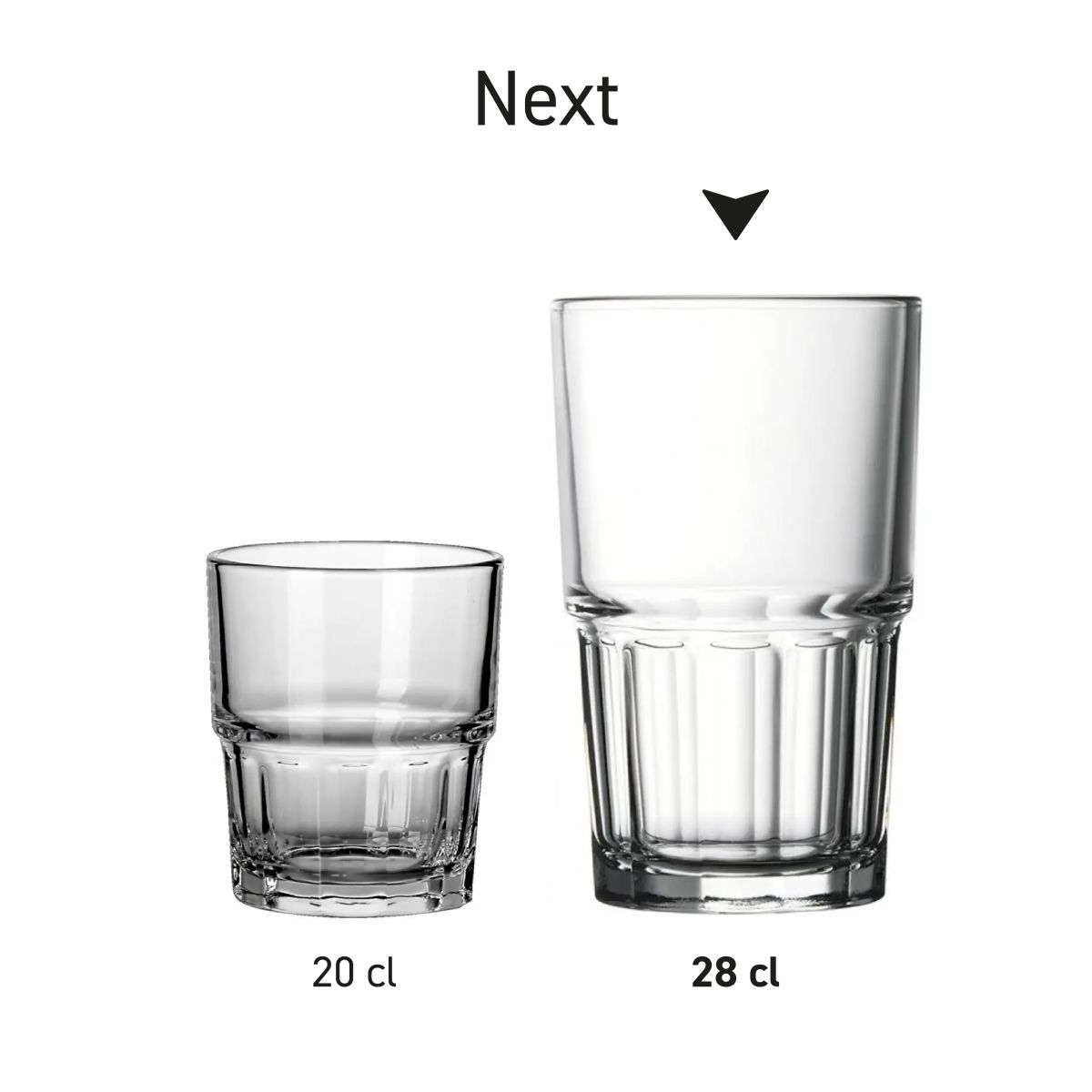 Mehrere Next Longdrink-Gläser, praktisch als Glasserie präsentiert.