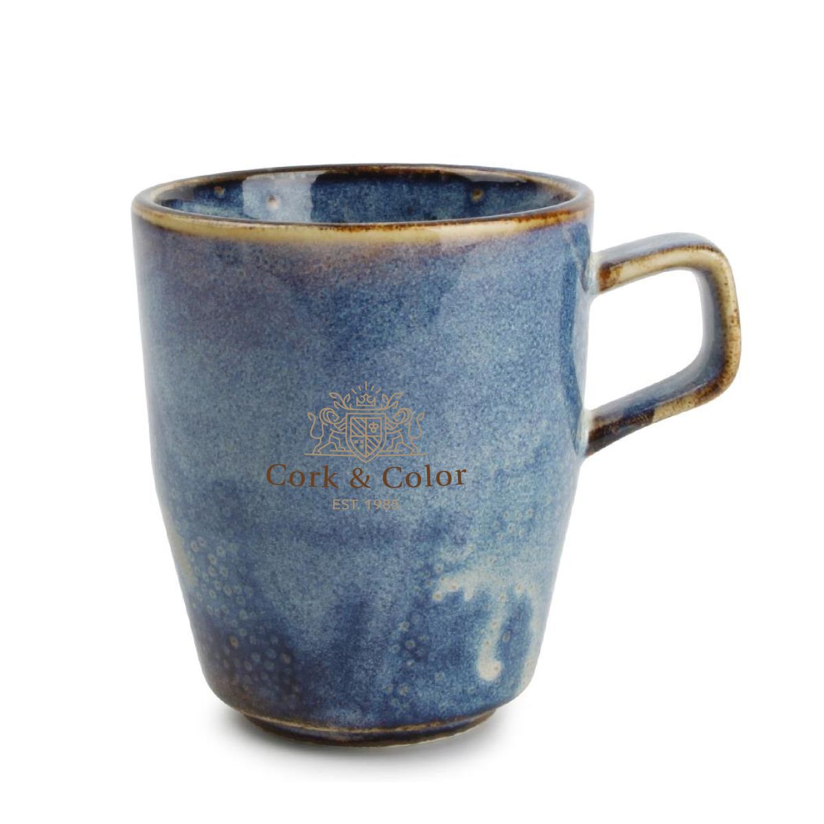 Nova Becher 28 cl Porzellan mit mehrfarbigem CorkColor Logo auf der Vorderseite; glatte Glasur und stabiler Boden.
