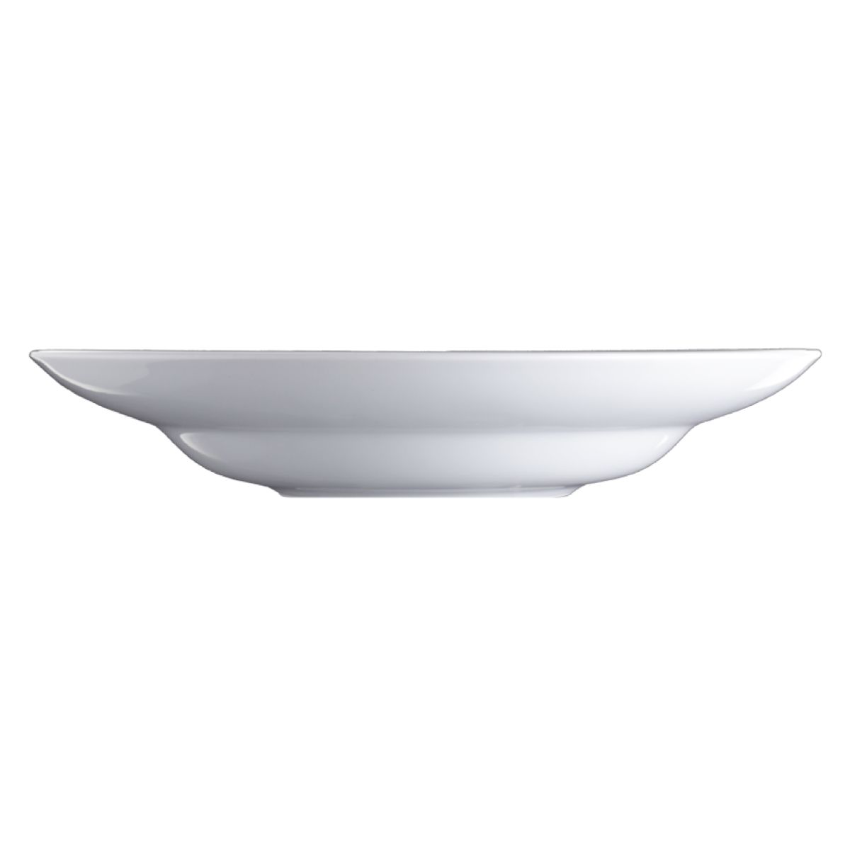 Seitenansicht des Pastatellers Isabelle 29 cm Porzellan mit leichter Schalenform und erhöhtem Rand.