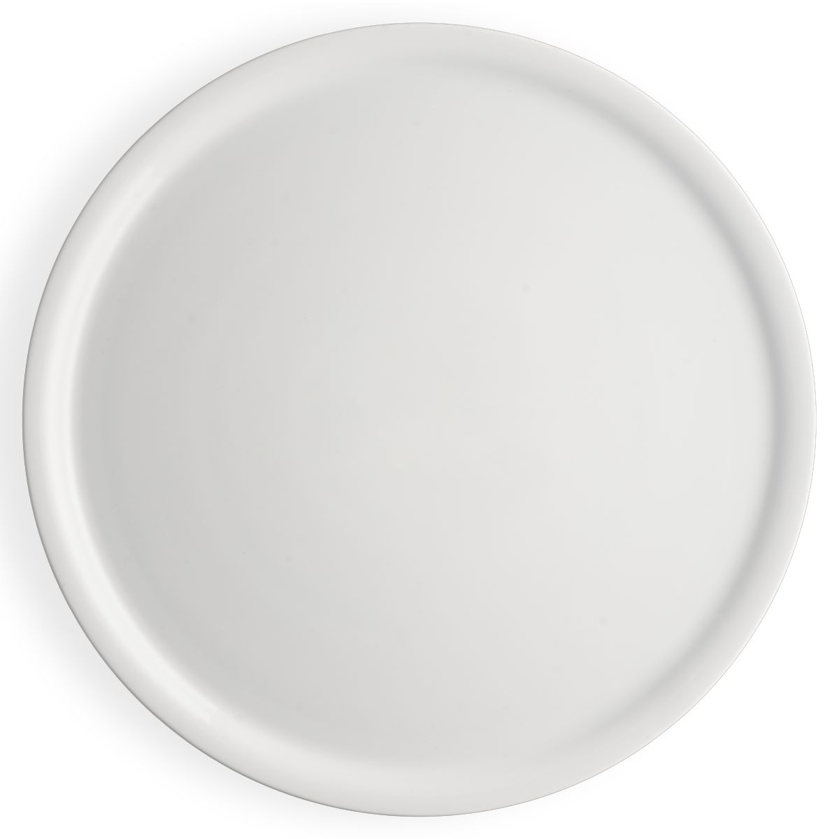 Weißes Porzellan Pizzateller Essentials 32 cm in der Vorderansicht, runde und glatte Oberfläche geeignet für Pizza servieren