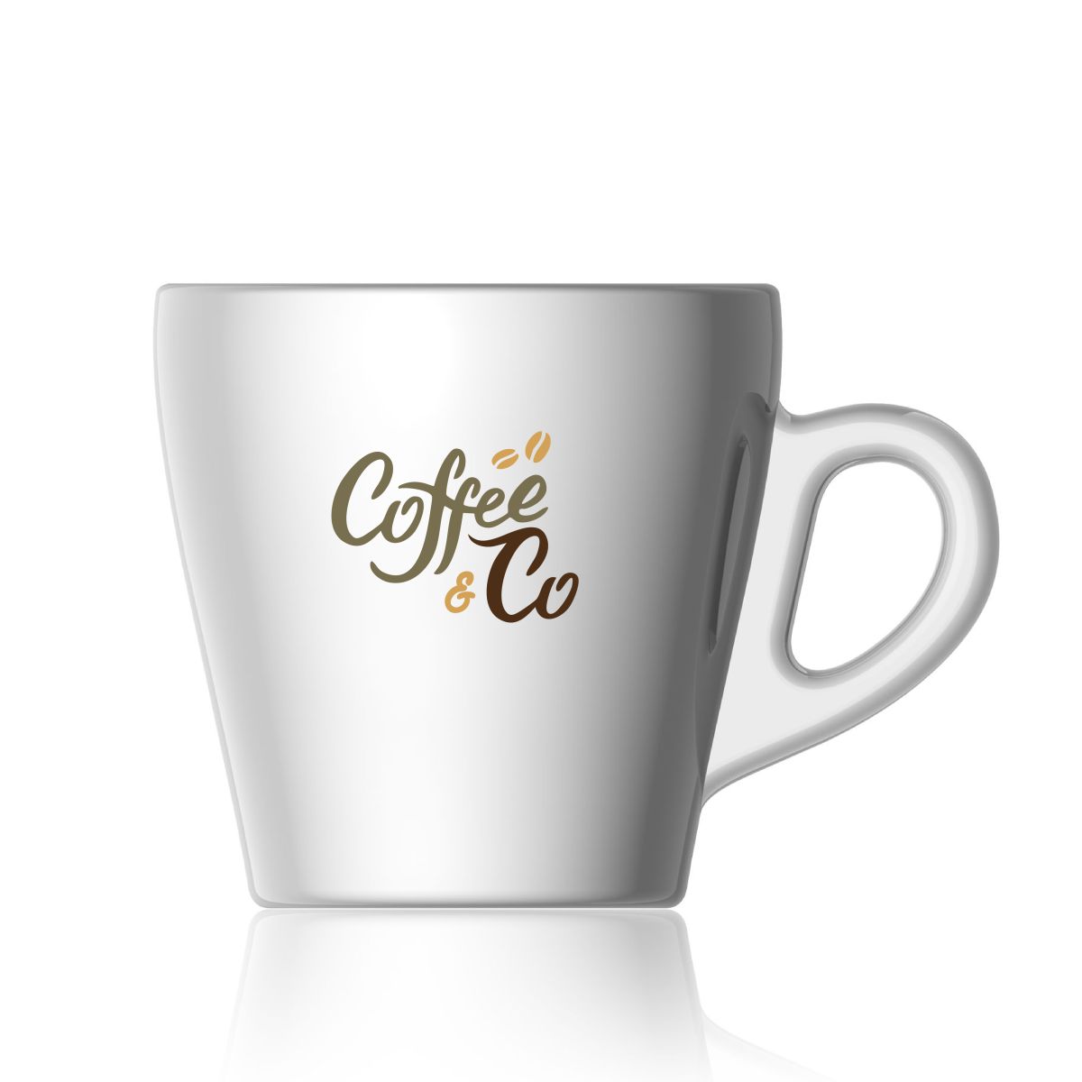 Pura Cappuccino Tasse 28 cl. aus Glas, mit mehrfarbigem CoffeeCo-Logo auf der Vorderseite