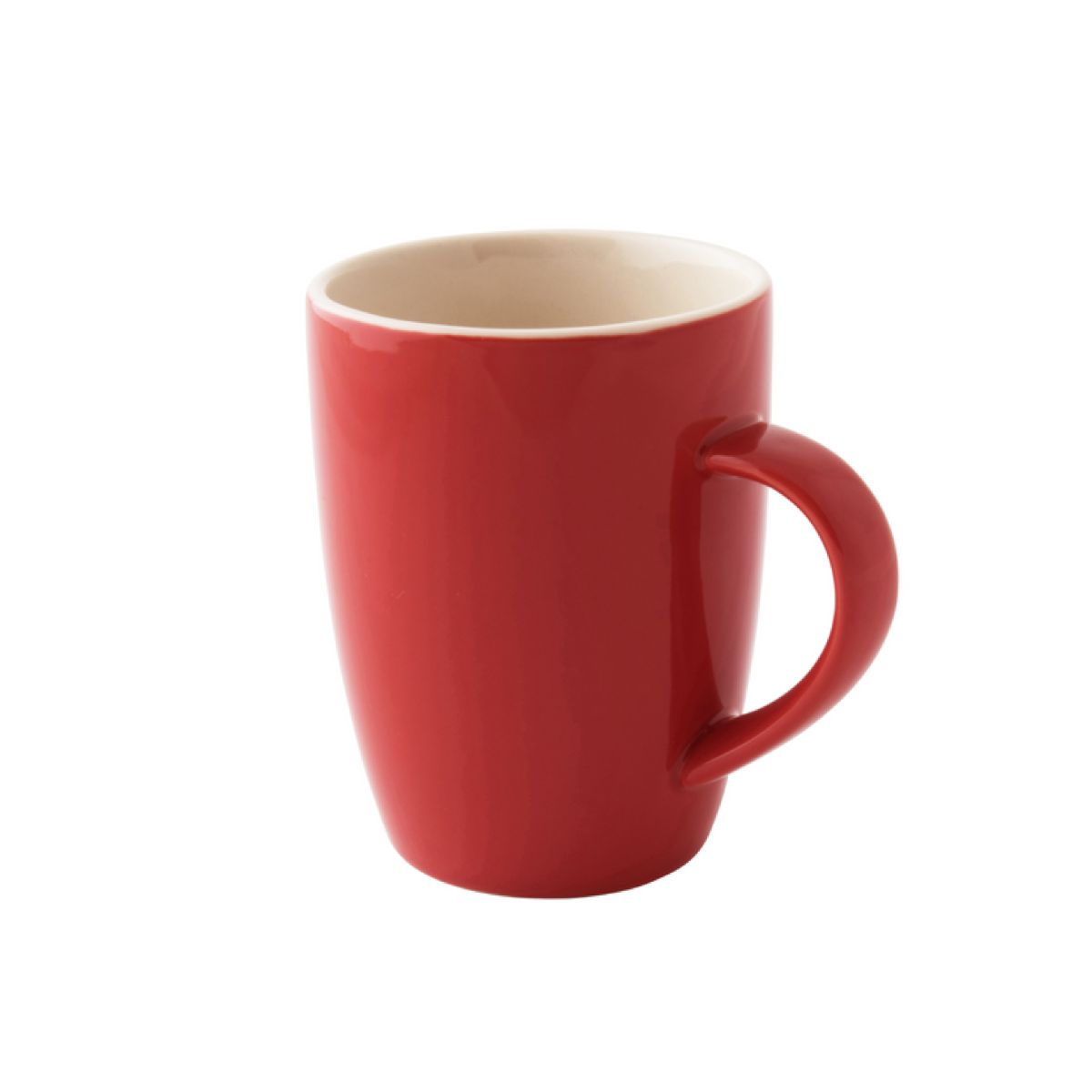 Robusta-Becher 18 cl. Porzellan in Vorderansicht, glatte blaue Oberfläche und gerade zylindrische Form., Farbe rot