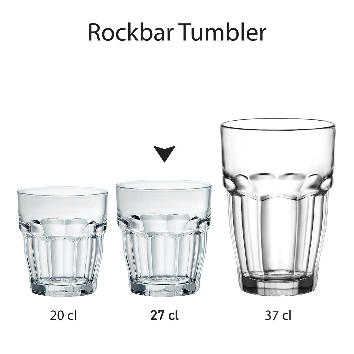 Mehrere Rockbar Tumbler Gläser, die zusammen als Produktserie abgebildet sind.