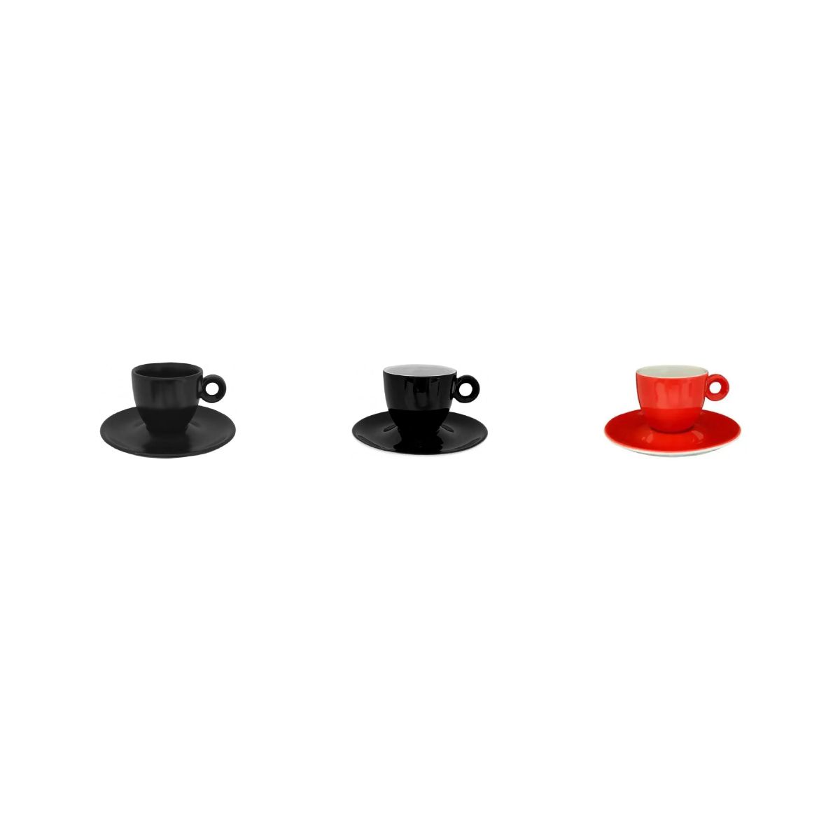 Übersicht der Rondo Espresso-Sets in verschiedenen Farbvariationen nebeneinander dargestellt.