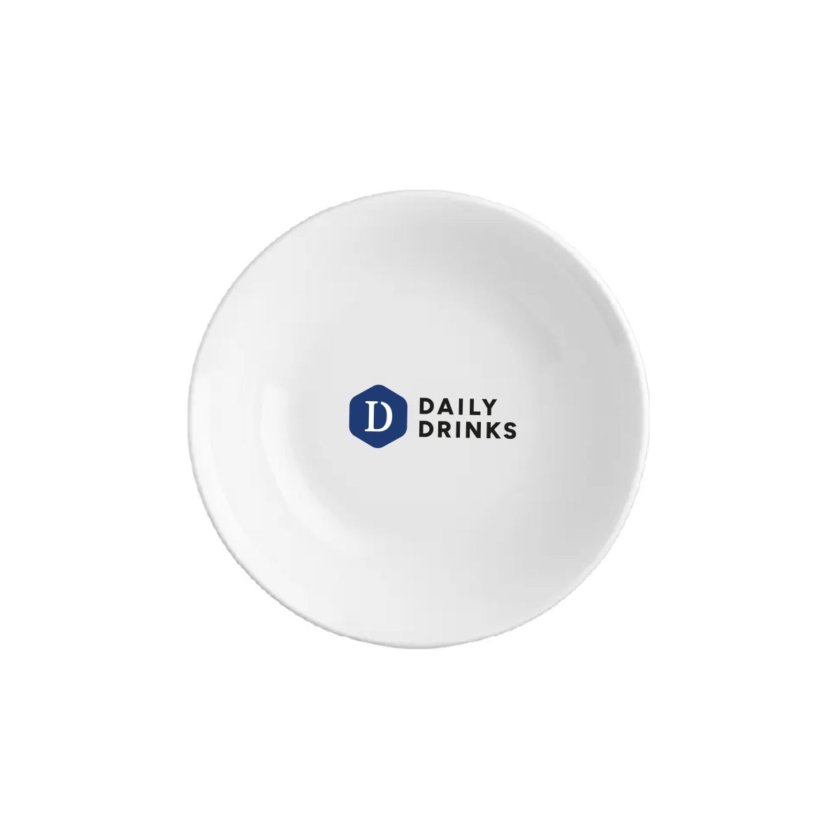 Schale Princip 13 cm Porzellan mit buntem DailyDrinks-Logo auf der Vorderseite.