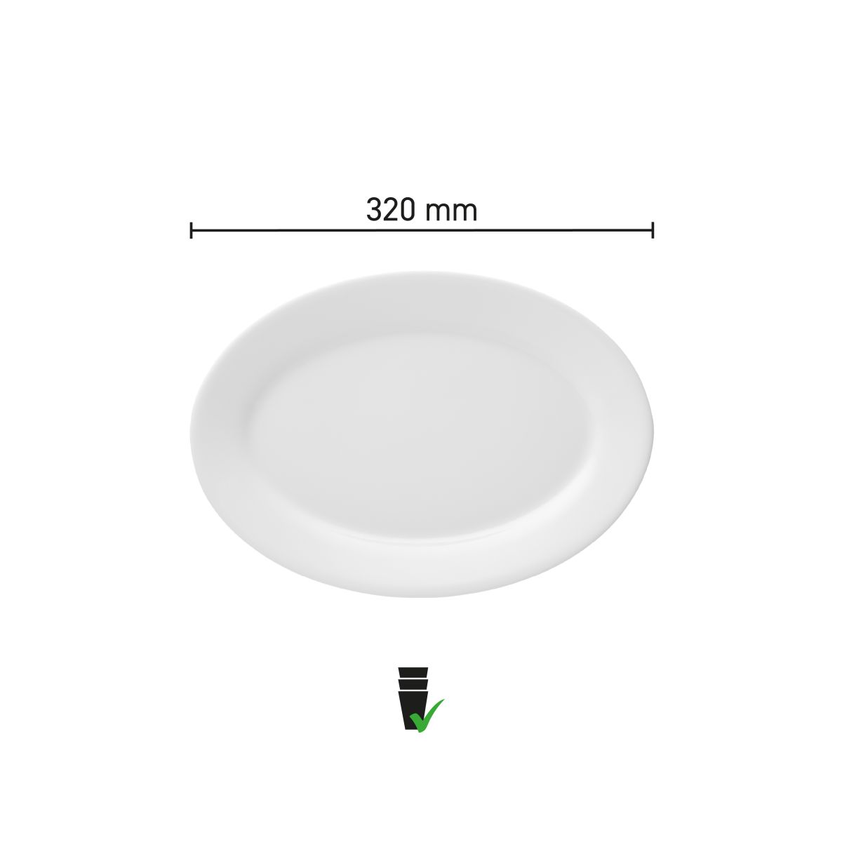 Infografik mit den Produktabmessungen der Schüssel Princip 32 cm.