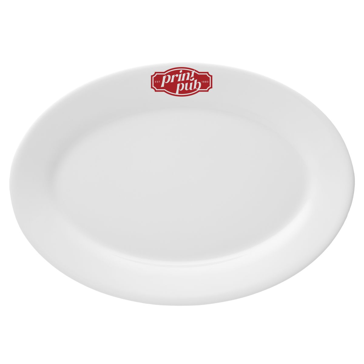 Vorderansicht der Porzellanschale Princip 36 cm mit rotem Logo PrintPub.