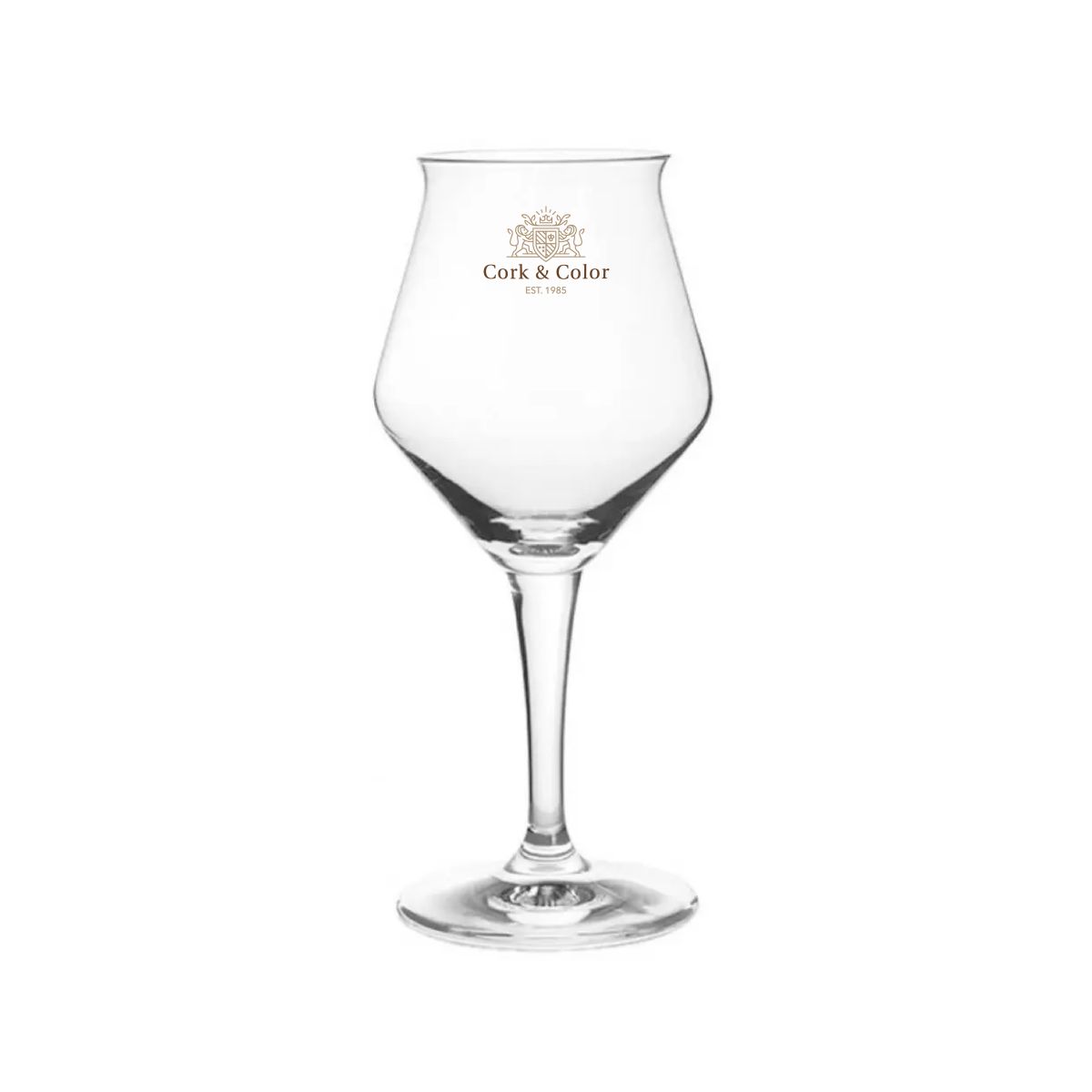 Weinglas von 47 cl mit mehrfarbigem CorkColor-Logo auf der Vorderseite, hergestellt aus Glas.