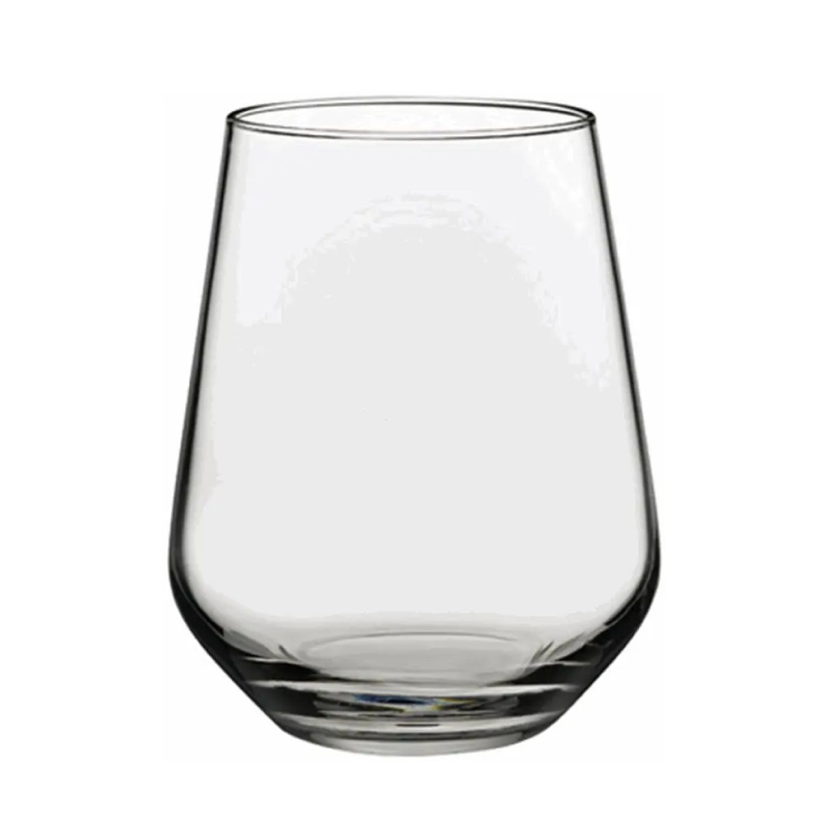 Tumbler Allegra 34,5 cl. in transparentem Glas, gerade von vorne für die vollständige Ansicht abgebildet.