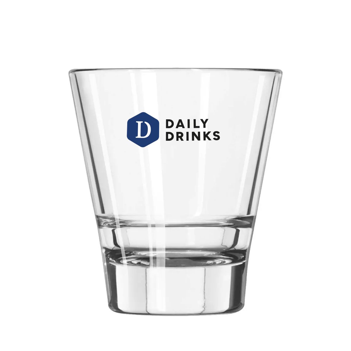 Druck des DailyDrinks-Logos in mehreren Farben auf der Vorderseite des Libbey Endeavor 35 cl Glases.
