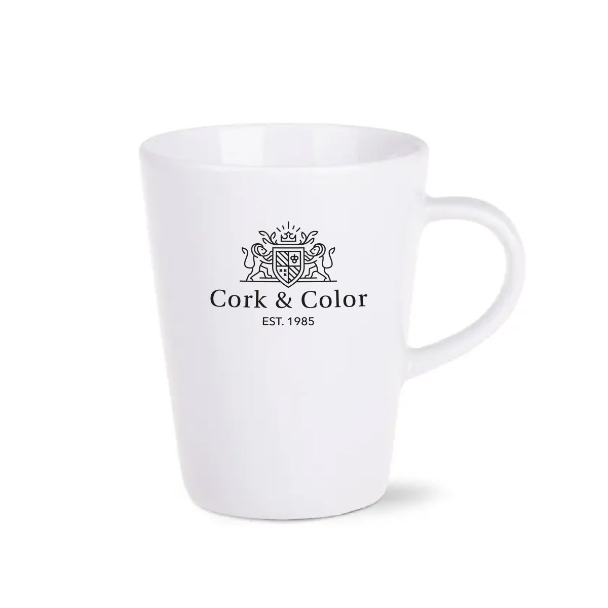 Victor Tasse 24 cl. in der Vorderansicht, mit einfarbigem CorkColor-Logo auf der Mittelfläche.