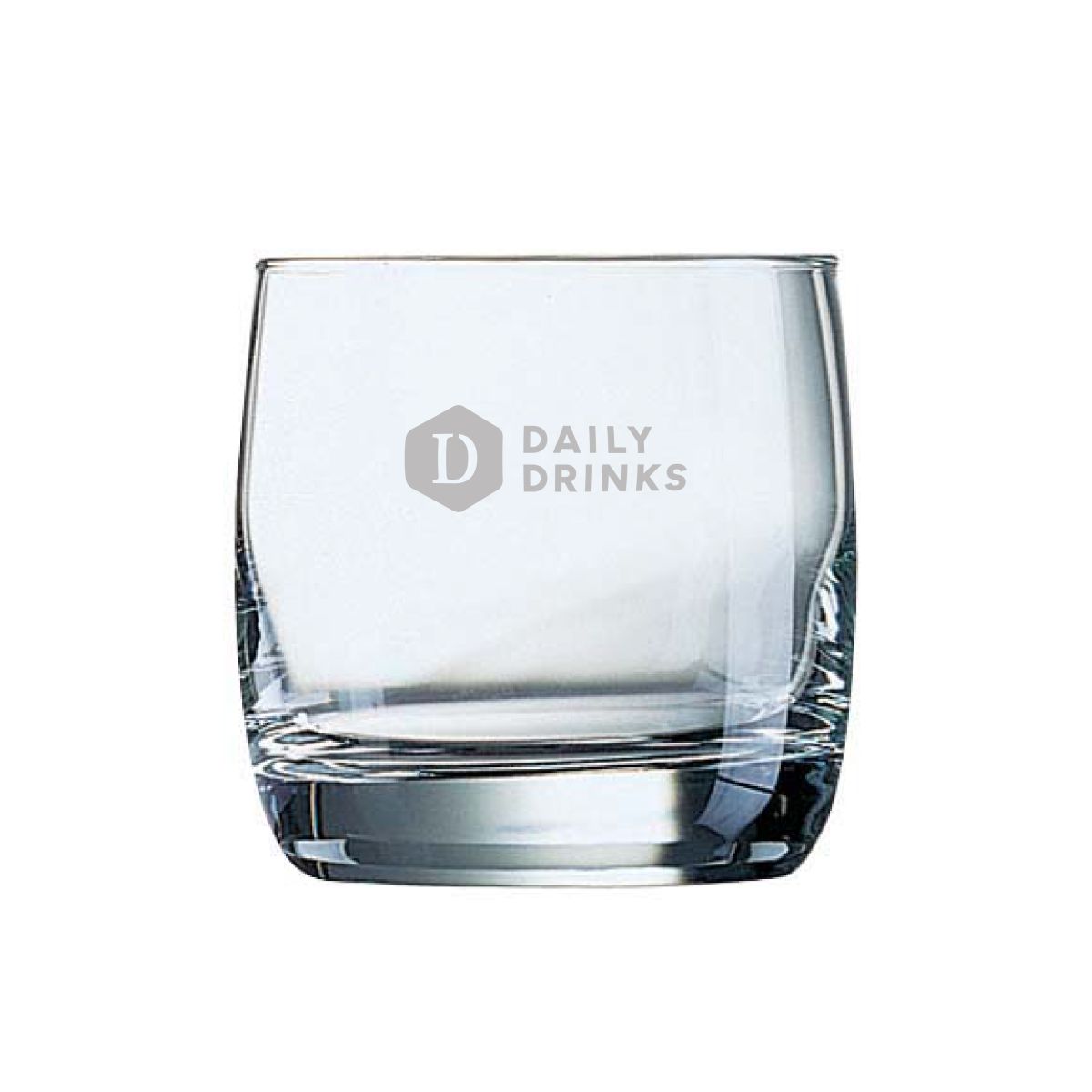 Vigne Becherglas 20 cl. aus Glas mit eingraviertem DailyDrinks-Logo auf der Vorderseite.