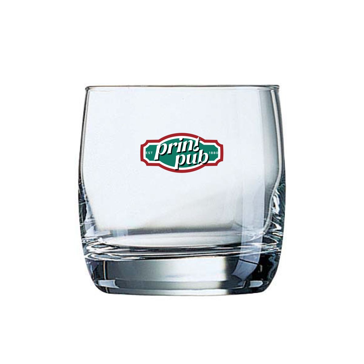 Mehrfarbiger Druck des PrintPub-Logos auf der Vorderseite des Vigne Becherglases 20 cl.