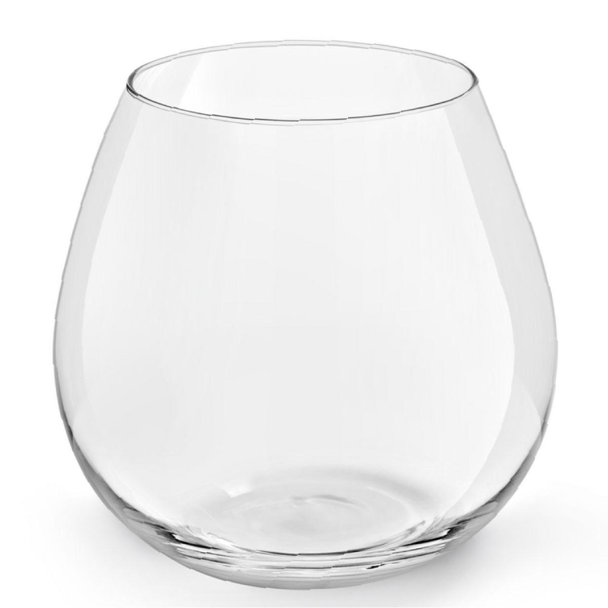 Vorderansicht des transparenten Weinglases Ronda 72 cl. mit großzügigem runden Kelch und schlankem Stiel. Vorderansicht des transparenten Weinglases Ronda 72 cl. mit großzügigem runden Kelch und schlankem Stiel.