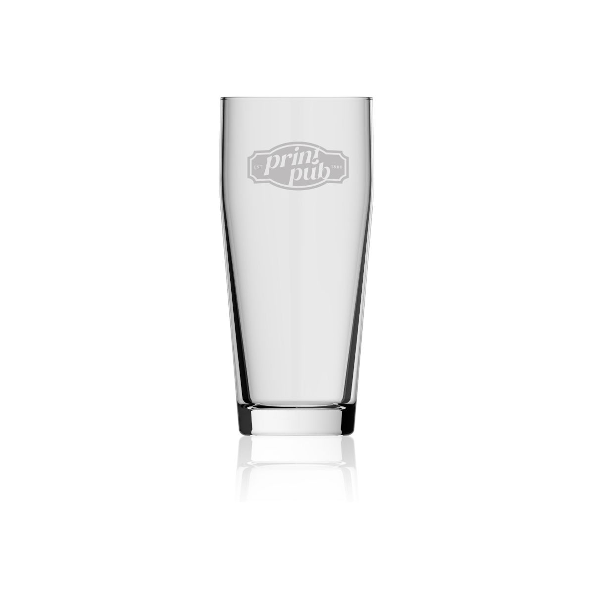 Willibecher Bierglas 27 cl. mit eingraviertem PrintPub-Logo auf der Vorderseite