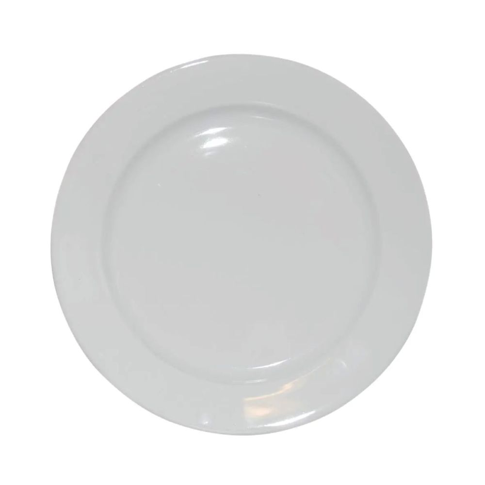 Teller breitem Rand Weiß 24 cm.