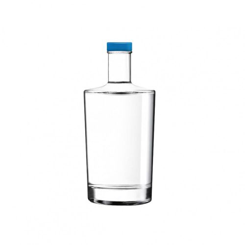 Neos 0,35-Liter-Flasche mit blauem Deckel. Transparent und mit der Möglichkeit zu drucken oder zu gravieren