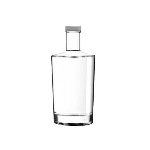 Neos 0,35-Liter-Flasche mit silbernem Verschluss. Transparent und mit der Möglichkeit zum Bedrucken oder Gravieren