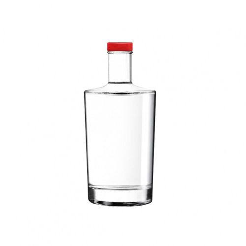 Neos 0,35-Liter-Flasche mit rotem Deckel. Transparent und mit der Möglichkeit zum Bedrucken oder Gravieren