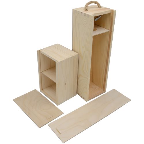 Weinkisten aus Holz, ausgestattet mit einem Griff und Holzschiebeplatten
