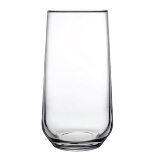 Transparentes 47 cl Longdrinkglas Allegra aus Glas mit schlanker Frontansicht und gerader Zylinderform.