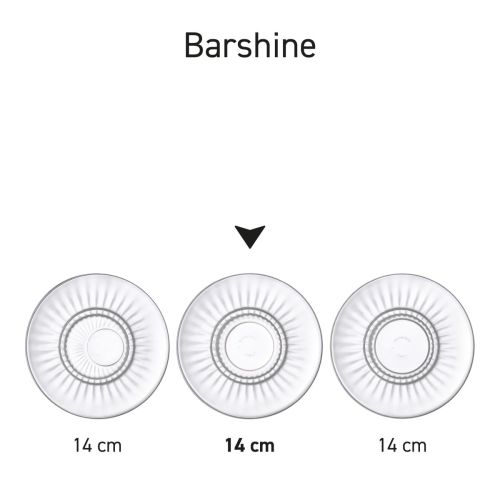 Serienübersicht der Barshine 14 cm Glasschalen mit verschiedenen Designs.