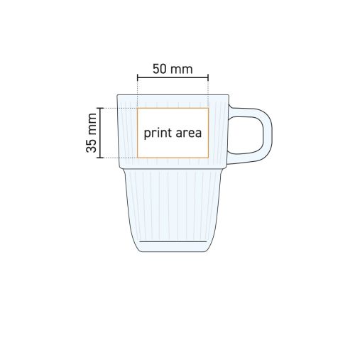 Druckfläche und Arbeitszeichnung des Barshine Latte Glases 31,5 cl. für die Platzierung des Logos im Detail.