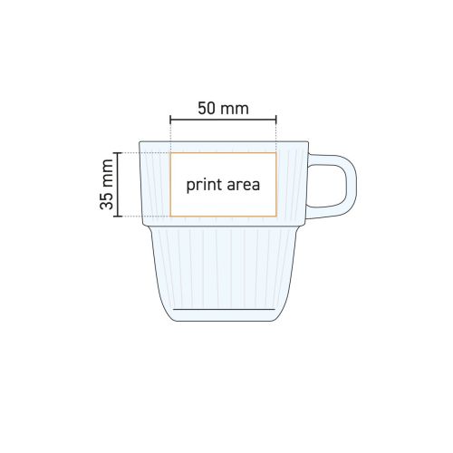 Arbeitszeichnung des Barshine Teeglases 25 cl mit Hinweis auf den Logodruck.