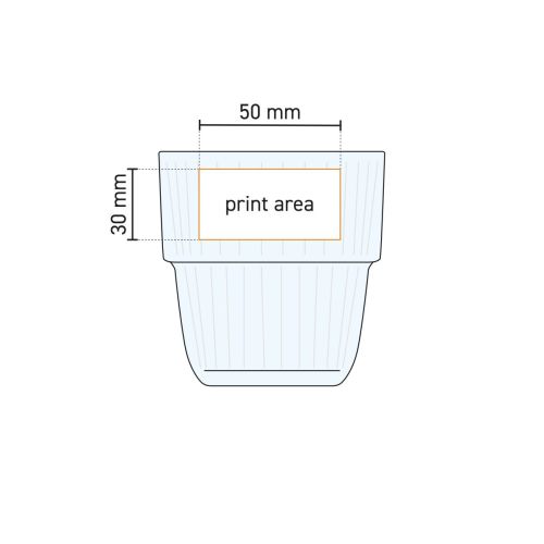 Technisches Schema des Barshine Tumbler 31 cl. mit Angabe der Position des Logos und des Druckbereichs.