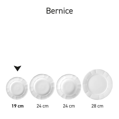 Serie von Tellern Bernice in Porzellan ordentlich nebeneinander angeordnet.