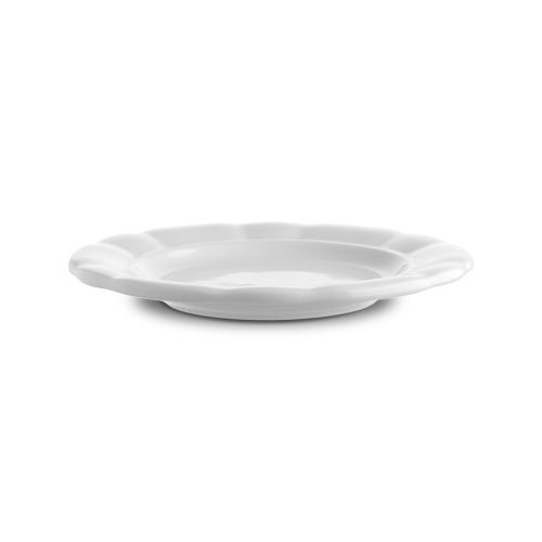 Seitenansicht des Teller Bernice 19 cm aus weißem Porzellan mit dezent erhöhtem Rand.