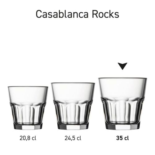 Casablanca Rocks-Gläser 35 cl. als einheitliches Sortiment für die Gastronomie und für Werbezwecke.