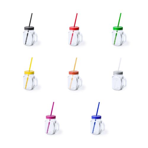 Farbvarianten von Drink Jar Country 48 cl Glas mit verschiedenen Deckelfarben.